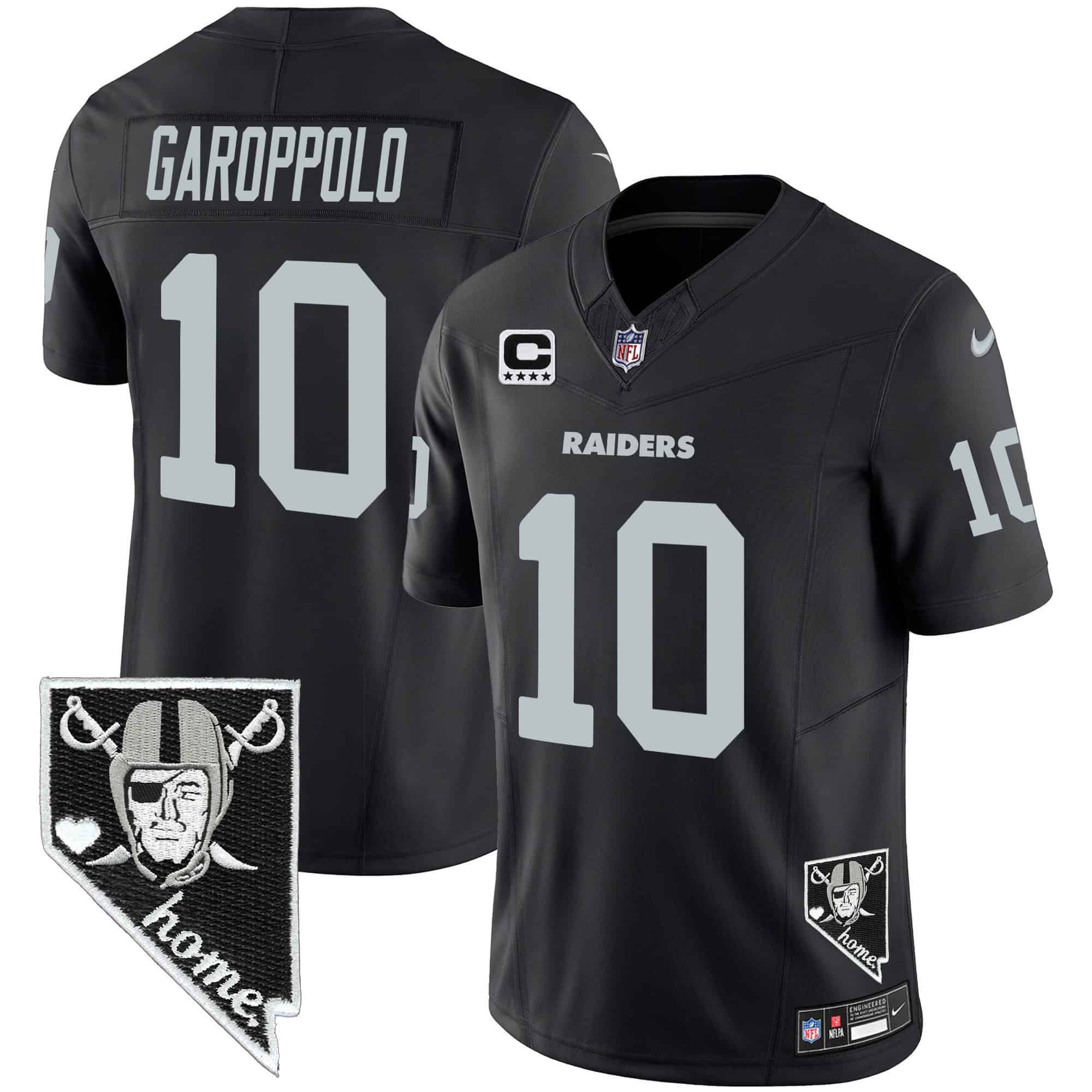 Men Oakland Raiders #10 Garoppolo Black 2024 Nike Nevada Home Patch Vapor NFL Jersey style 1->indianapolis colts->NFL Jersey
